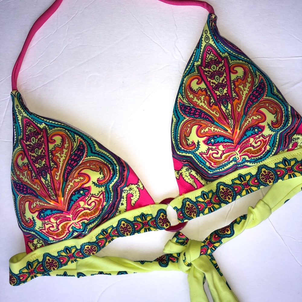 Spring Fling 2  hot pink paisley triangle bikini